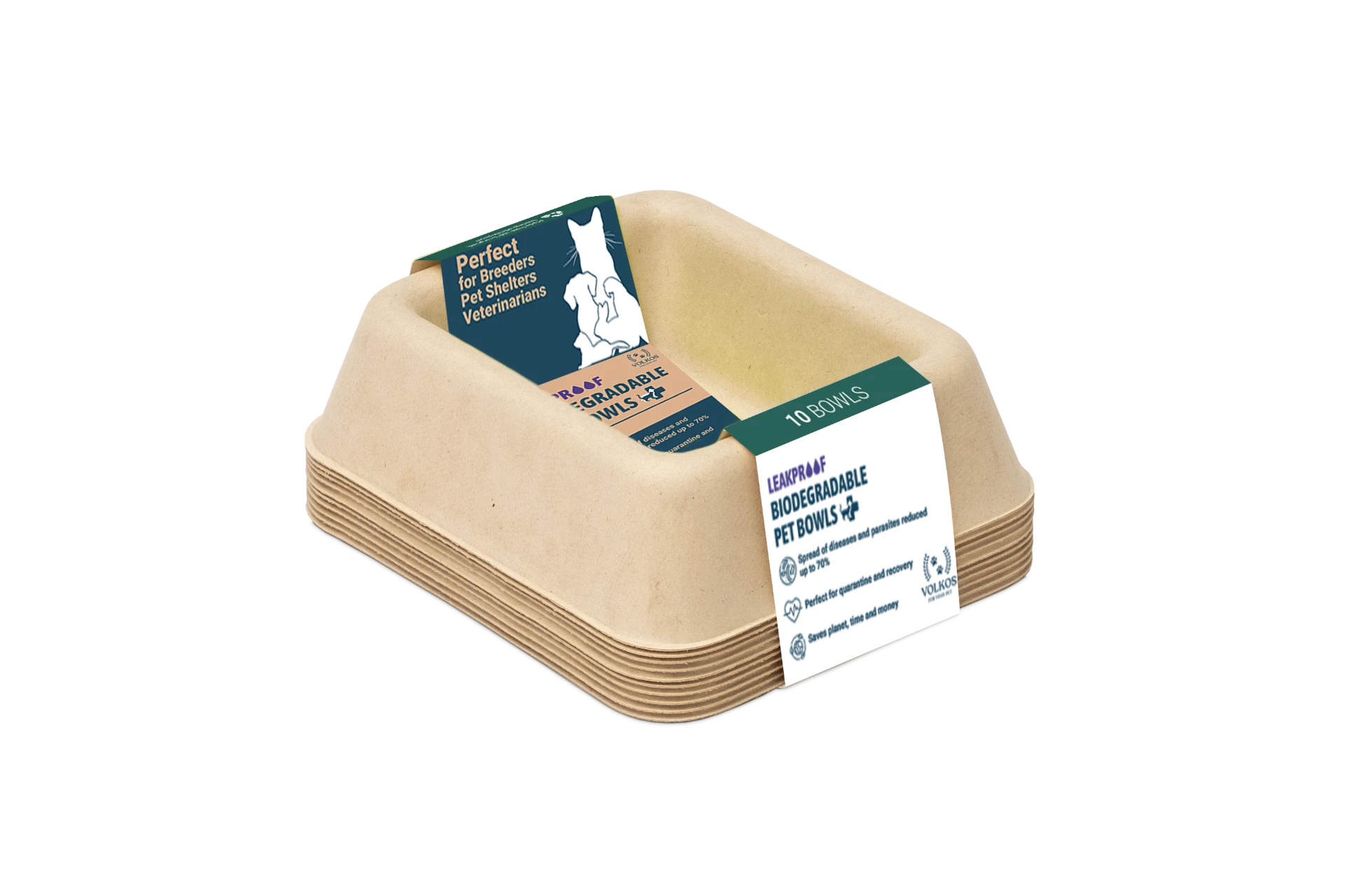 VOLKOS biodegradable pet bowls, 10 pcs discharge set, size M