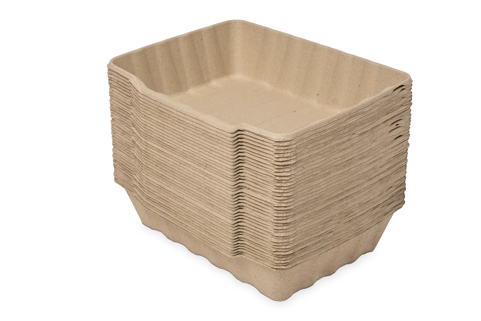 Stack of 30 VOLKOS biodegradable treatment and litter trays, size L